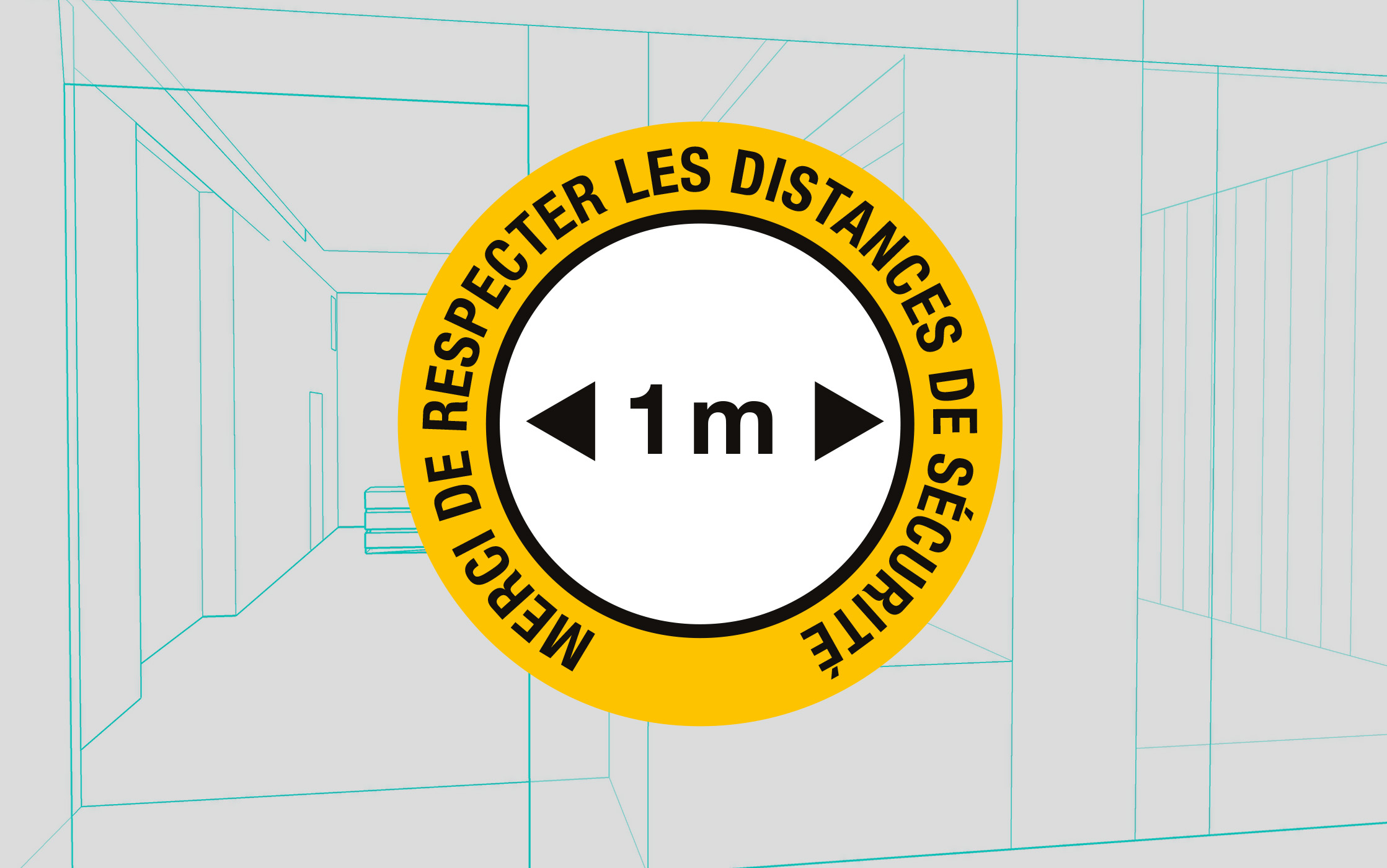 Vitrophanie sticker rond : distance sécurité